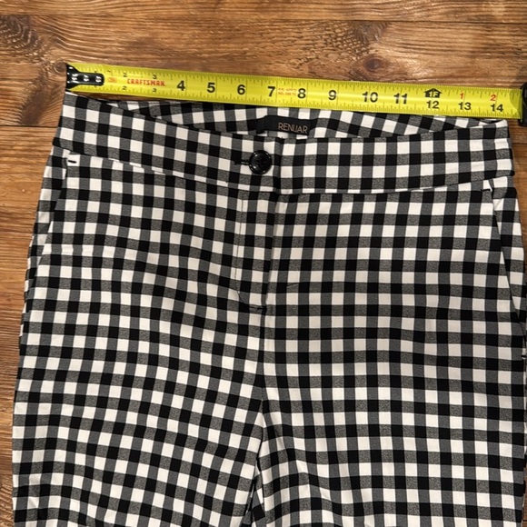 Renuar Black/White Checkered Gingham Stretch Cropped Ankle Pants Women’s 4 EUC‎ - Picture 9 of 12